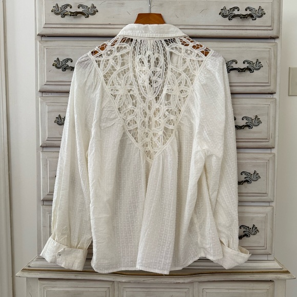 Anthropologie Pilcro Lace Fairy Crochet Back Button Shirt - Picture 6 of 8